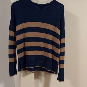 Sonoma Women's Sweater in Navy and Tan Stripes
